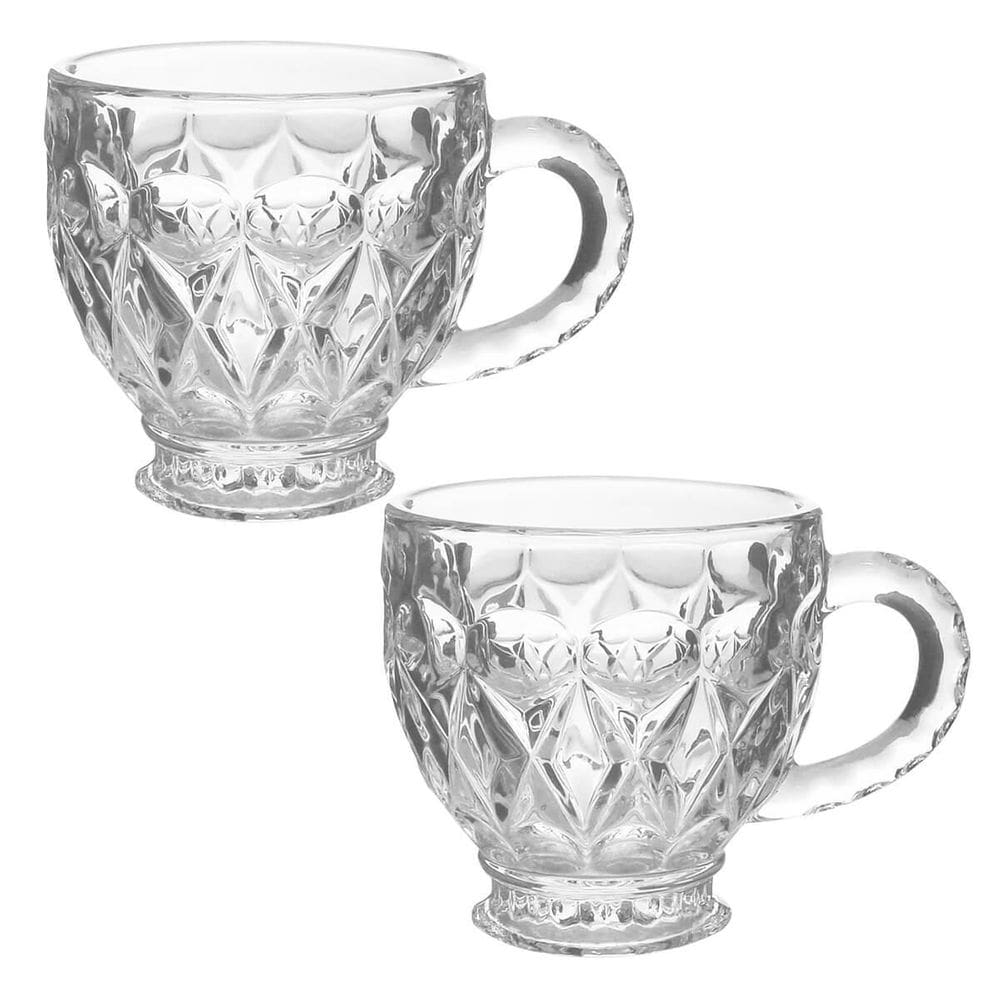 Kit 2 xícaras de cristal de cinza lile 200ml