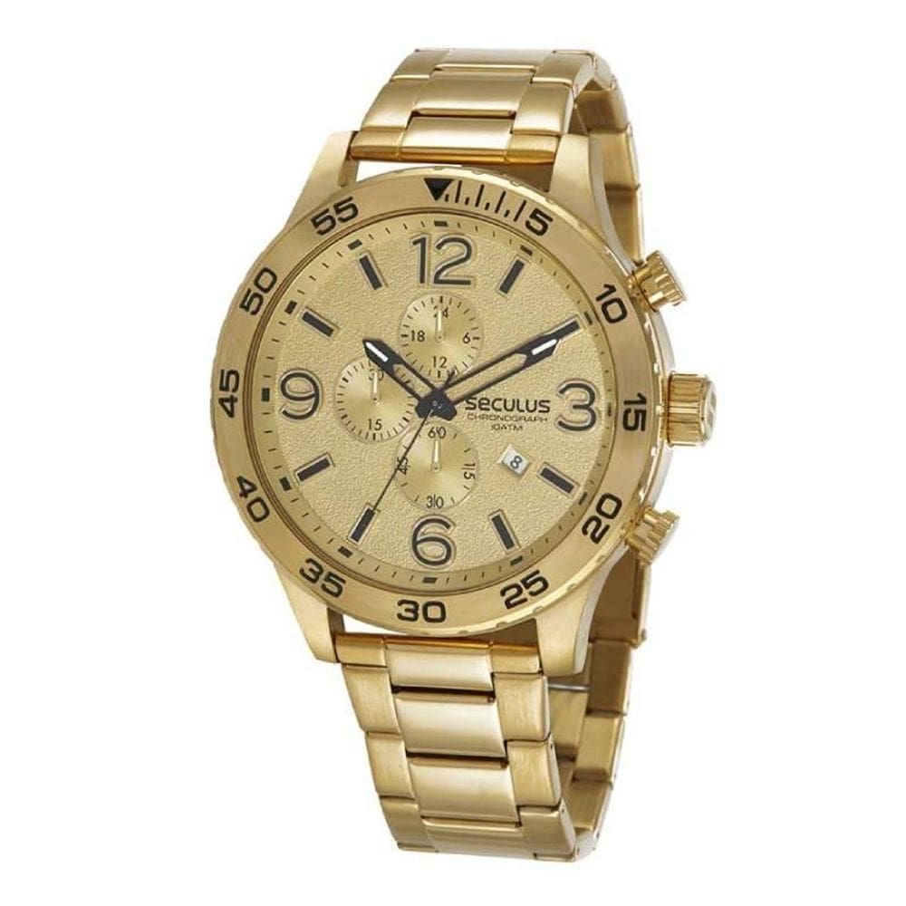 Relógio seculus masculino analógico 77108gpsvda1 dourado sg