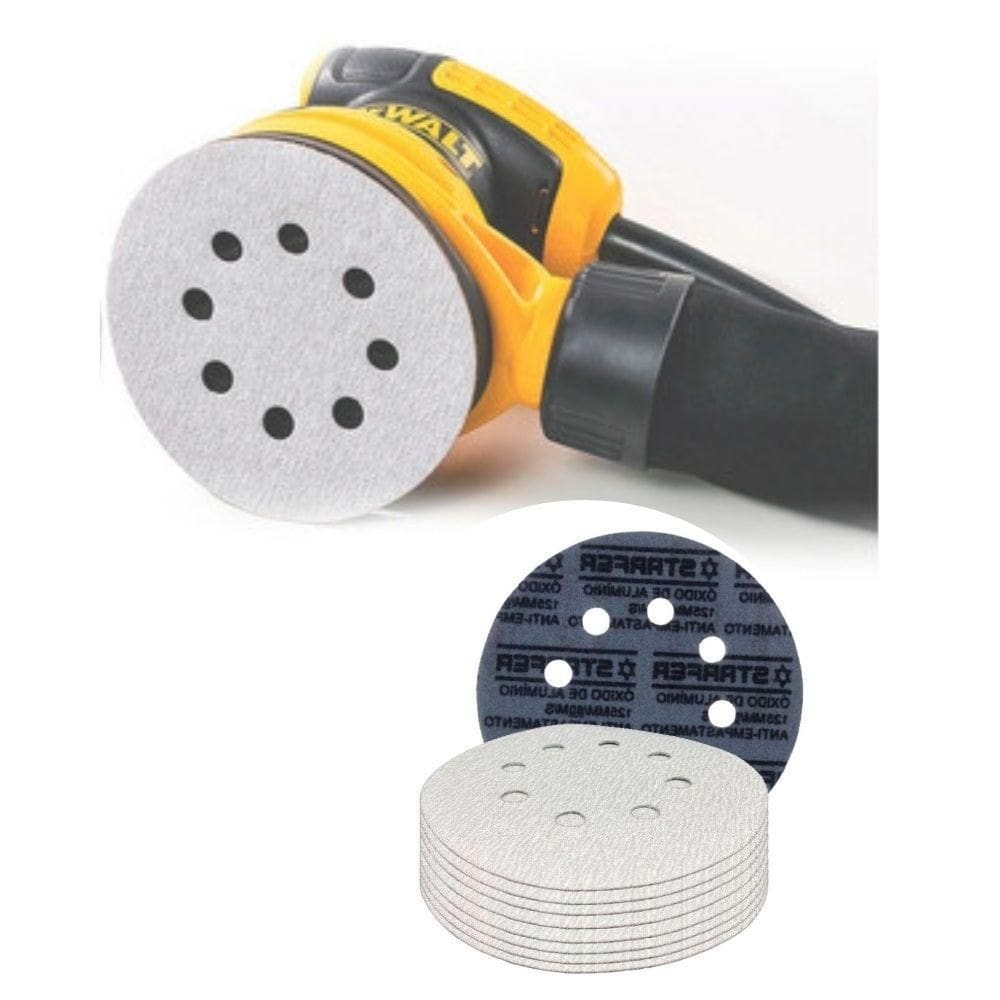 Disco de lixa tiras aderentes branco 150mm grão 220 starfer 10