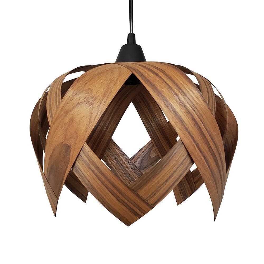 Luminária Pendente Madeira Lúpulo M Bivolt E27 Cor Pau Ferro