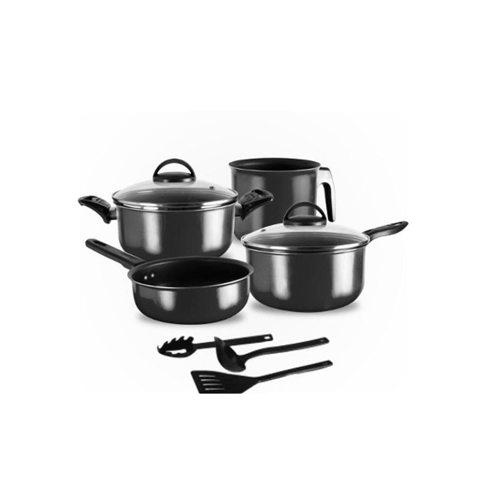 Conjunto panelas teflon 07 peças preto antiaderente