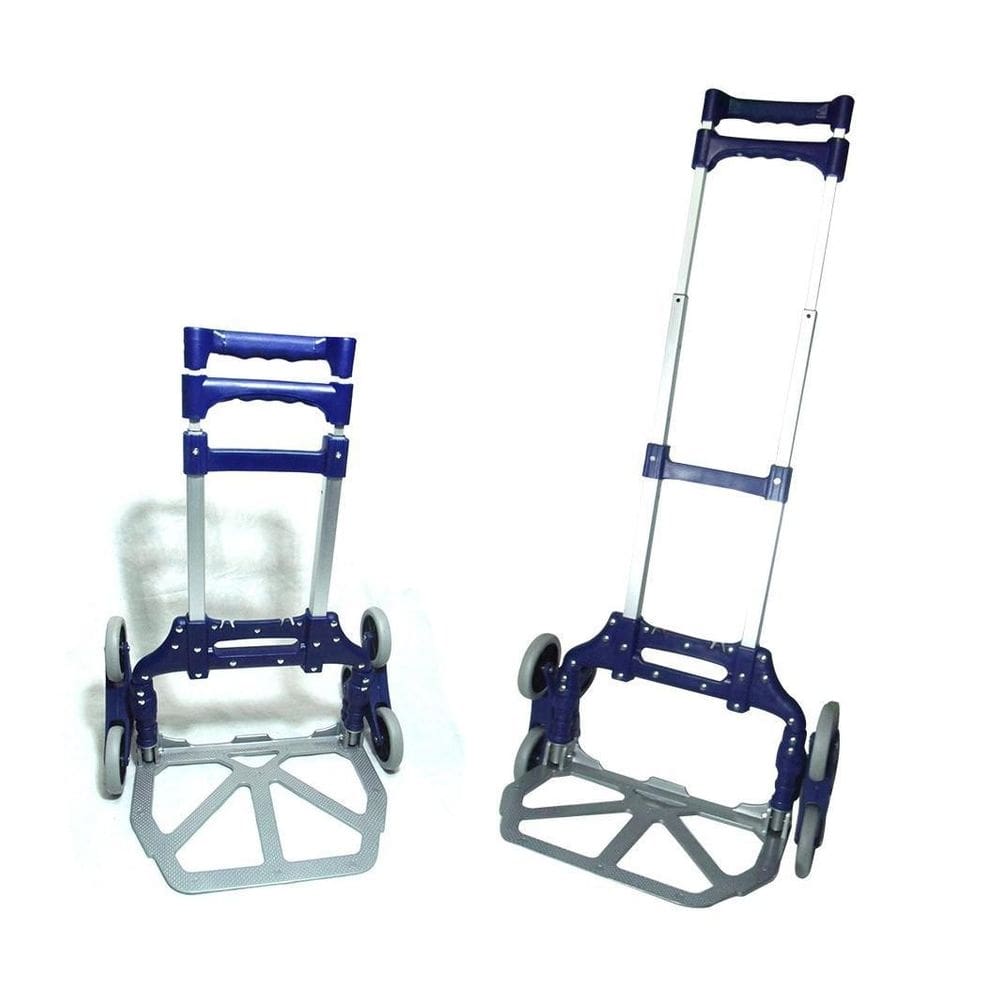 Carrinho dobravel de mao sobe escada 6 rodas azul