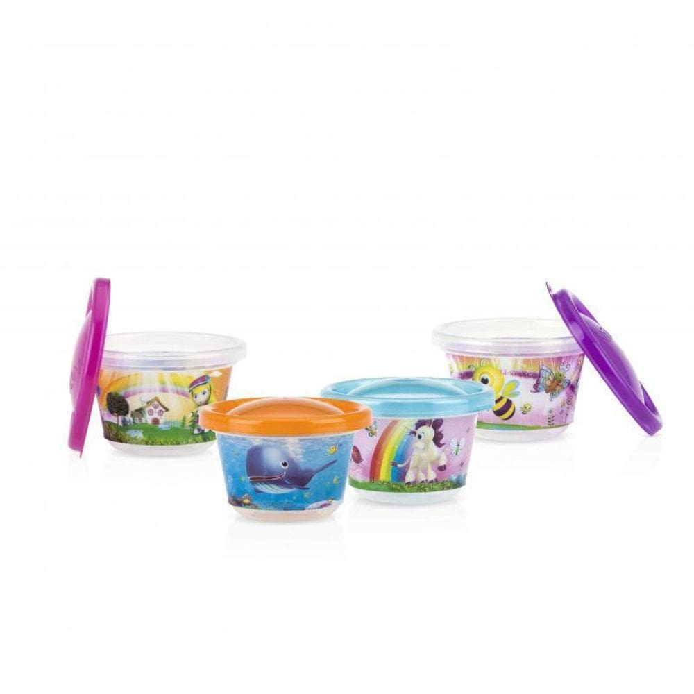 Kit 4 potes decorados 120ml +6m rosa nuby