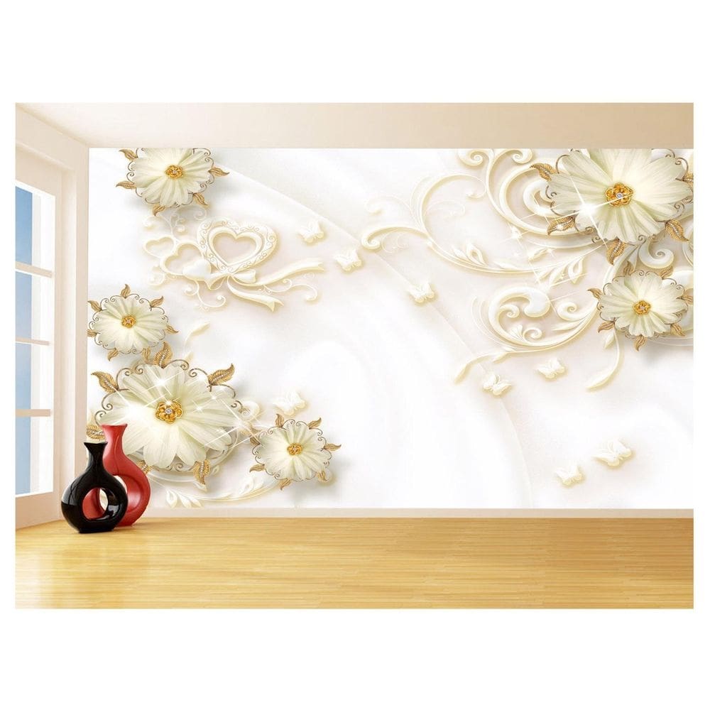 Papel De Parede 3D Floral Textura Sala Flores 3,5M Xfl268