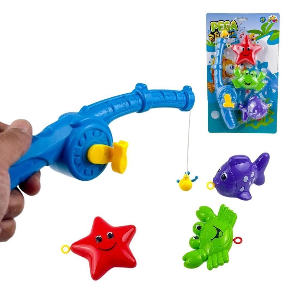 Varinha pega peixe com 4 peças brinquedo infantil acessórios