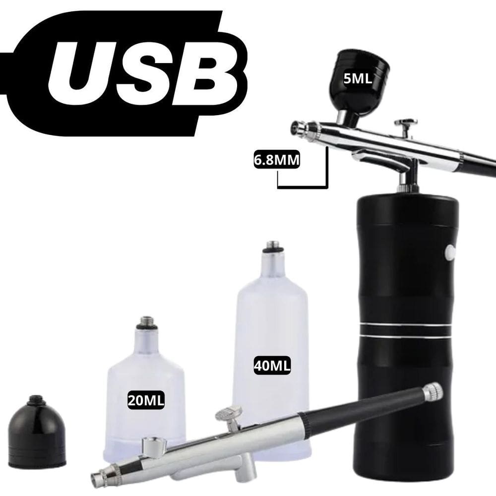 Kit compressor aerógrafo usb recarregável sem fio portátil