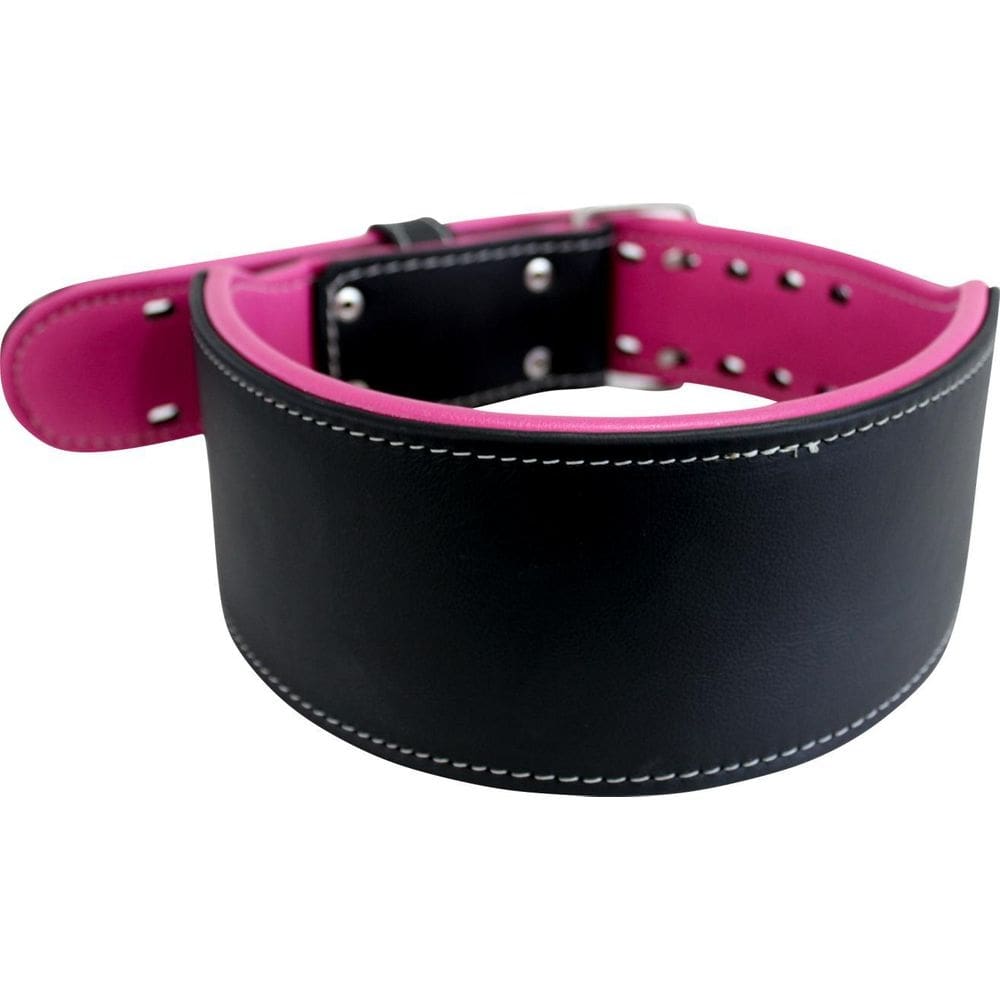 Cinturão couro  preto com rosa