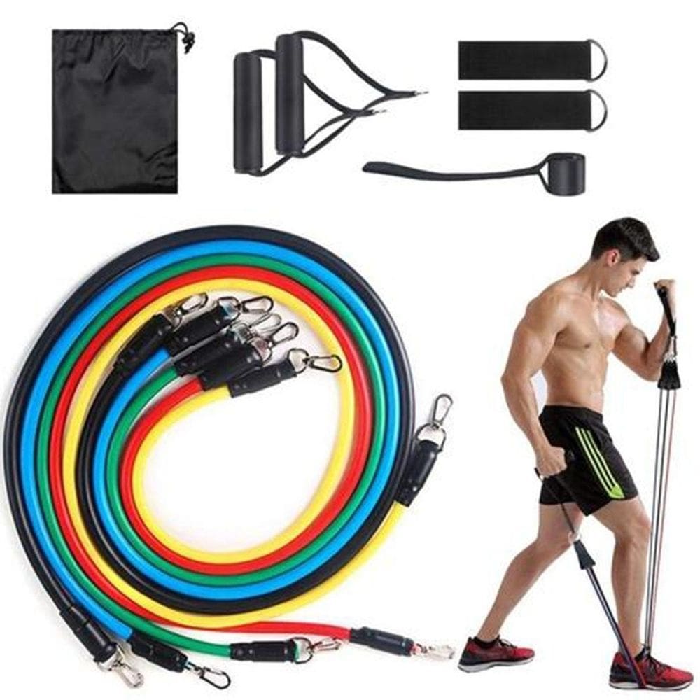 Kit elástico extensor 11 peças exercício funcional tubing
