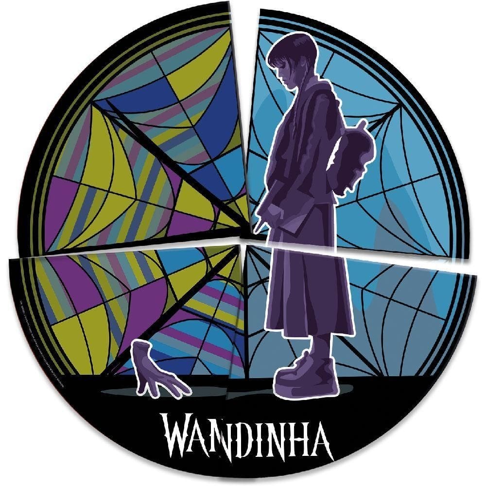 Painel especial redondo festa wandinha 1,28m x 90cm c/1un