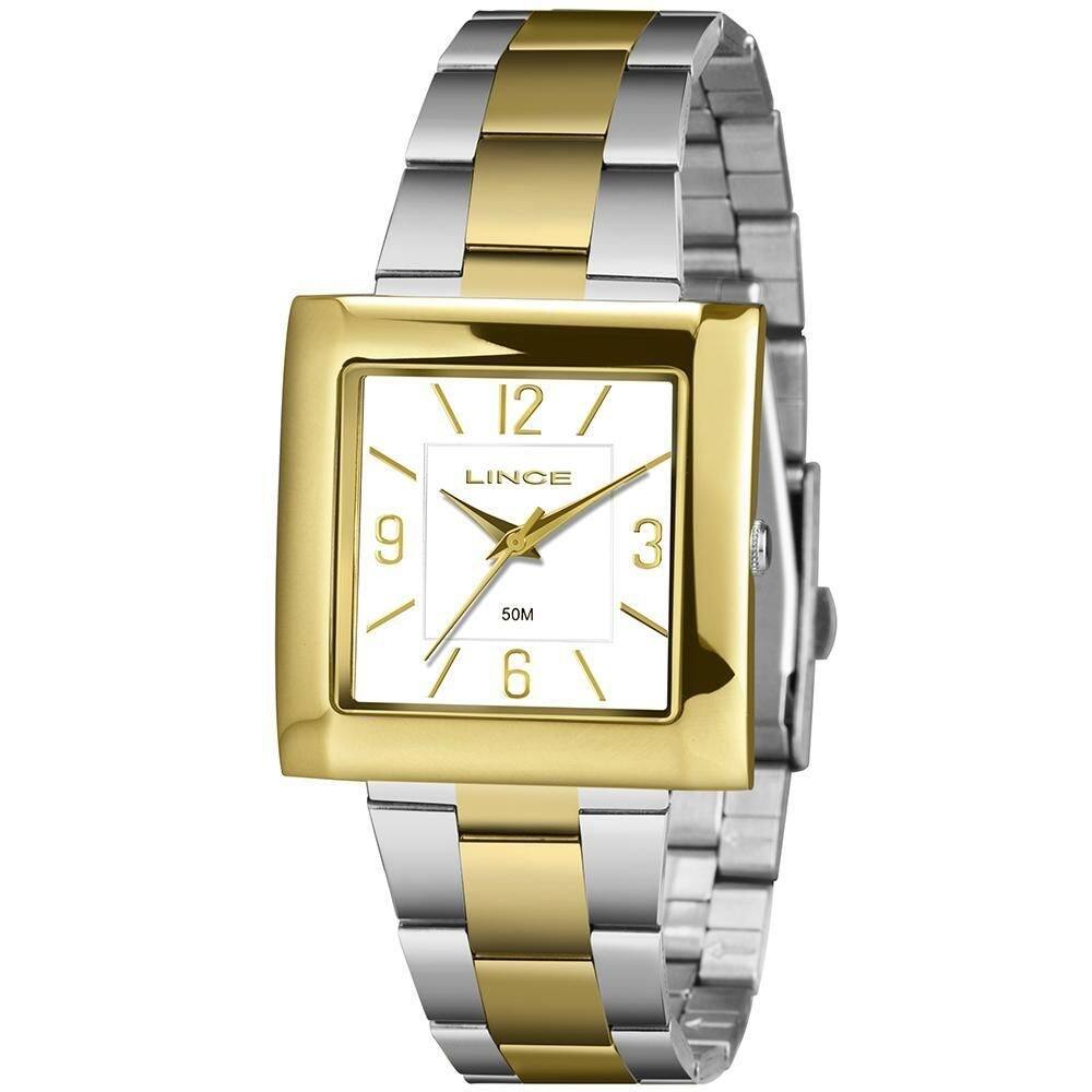 Relógio Feminino Lince Quadrado Bicolor Aço LQT4767L34 B2Sk
