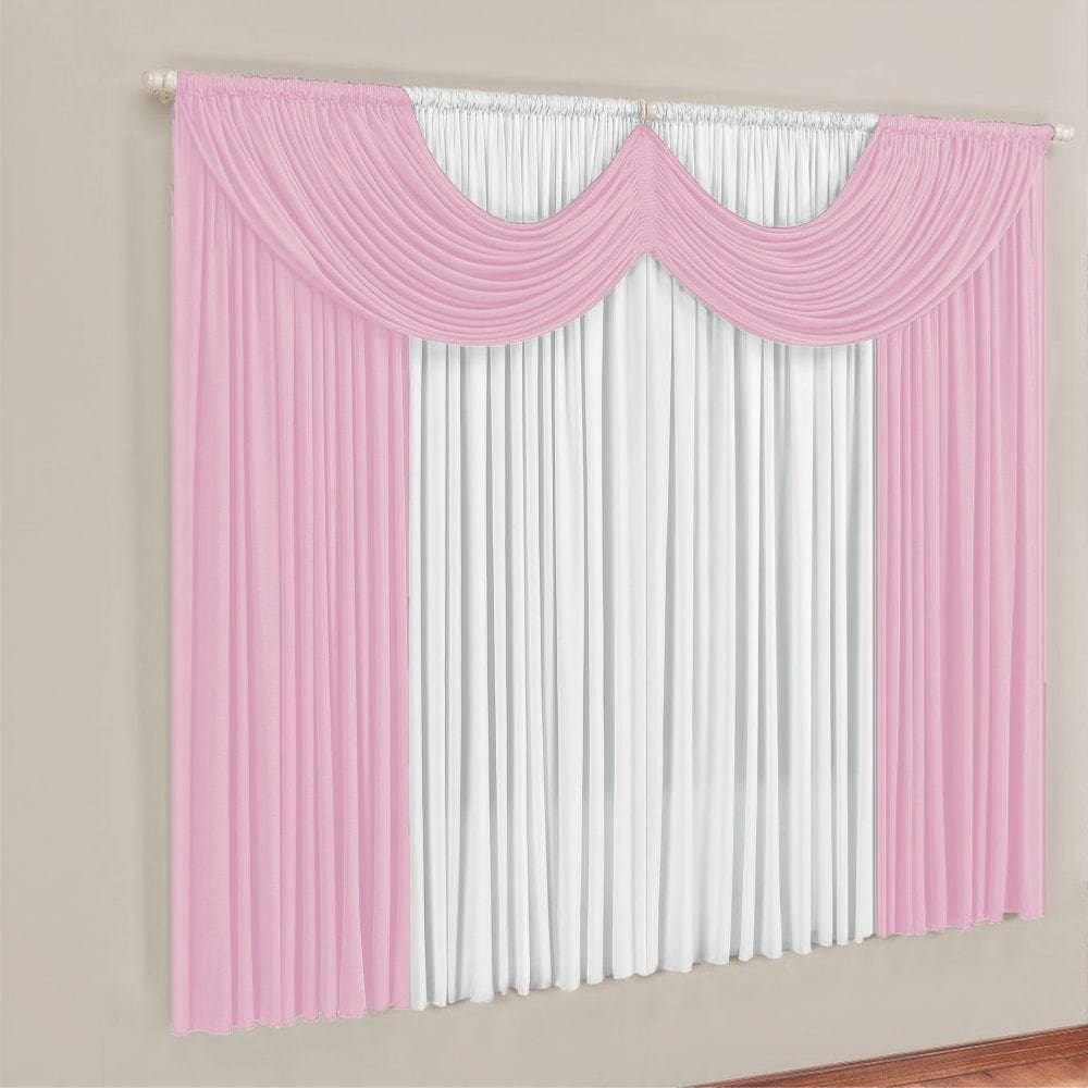 Cortina montreal 4 mts em malha janela sala quarto rosa