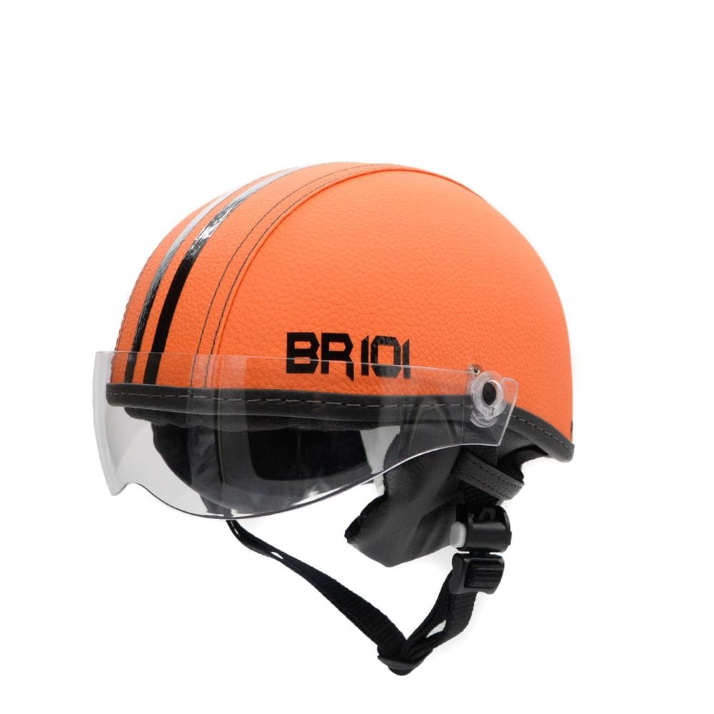 Capacete coquinho scooter elétrica bike laranja viseira