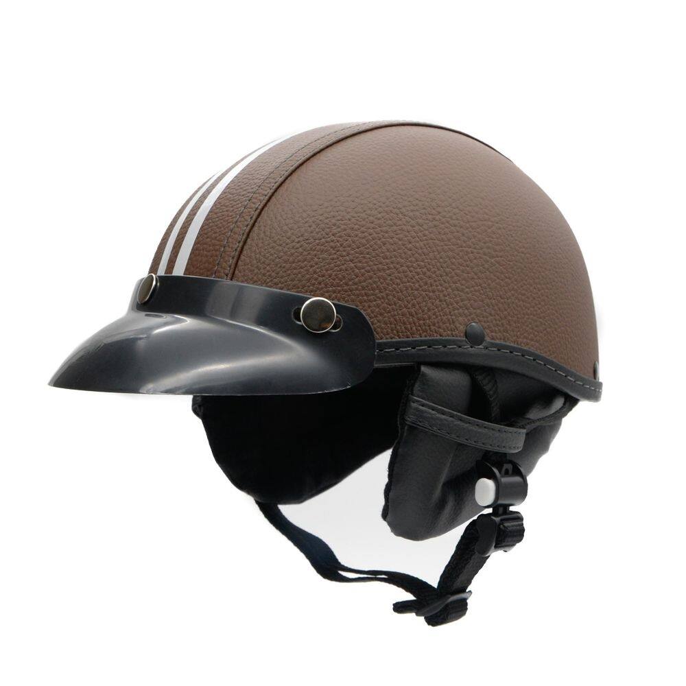 Capacete coquinho scooter moto elétrica bike couro marrom