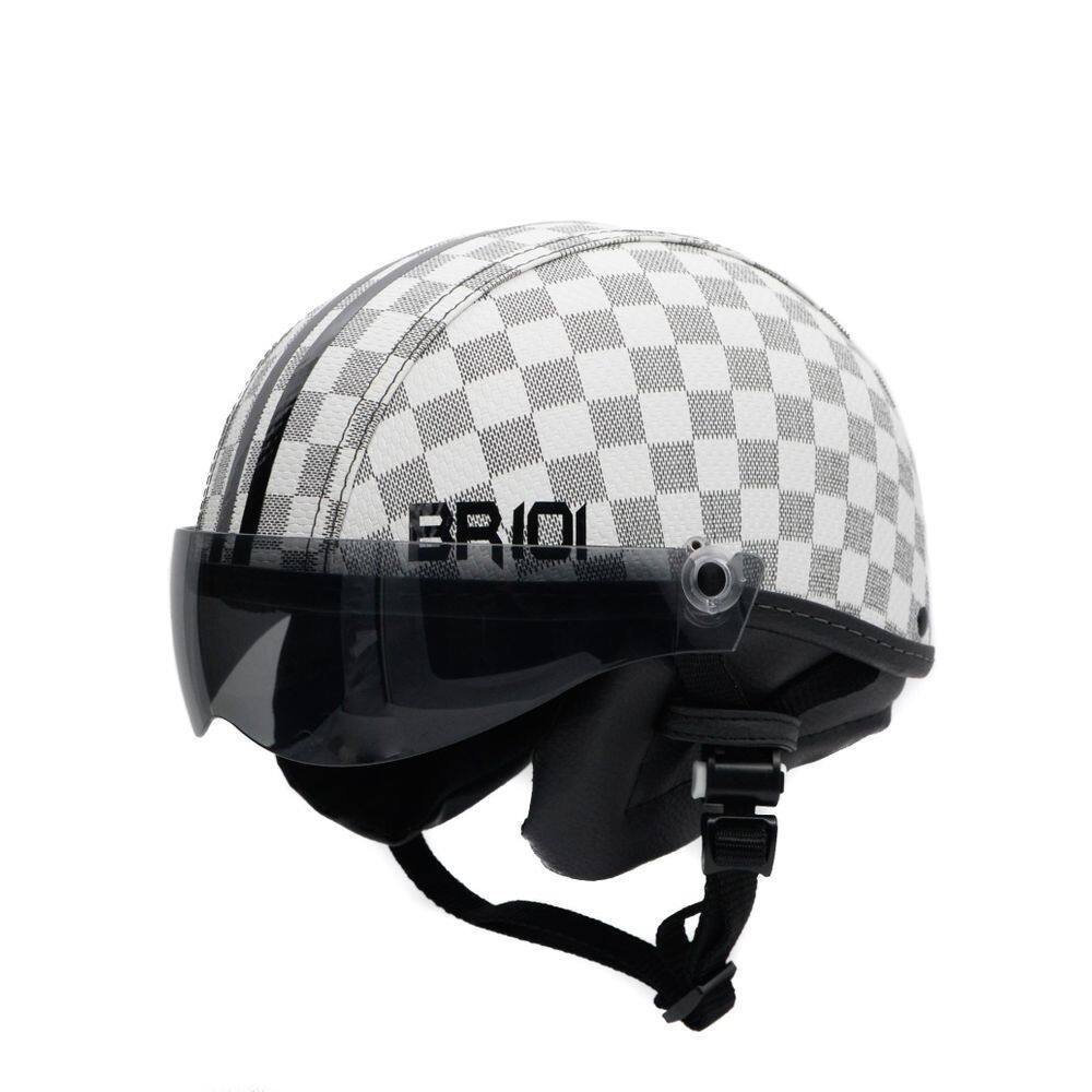 Capacete coquinho br 101 xadrez branco vision fume g