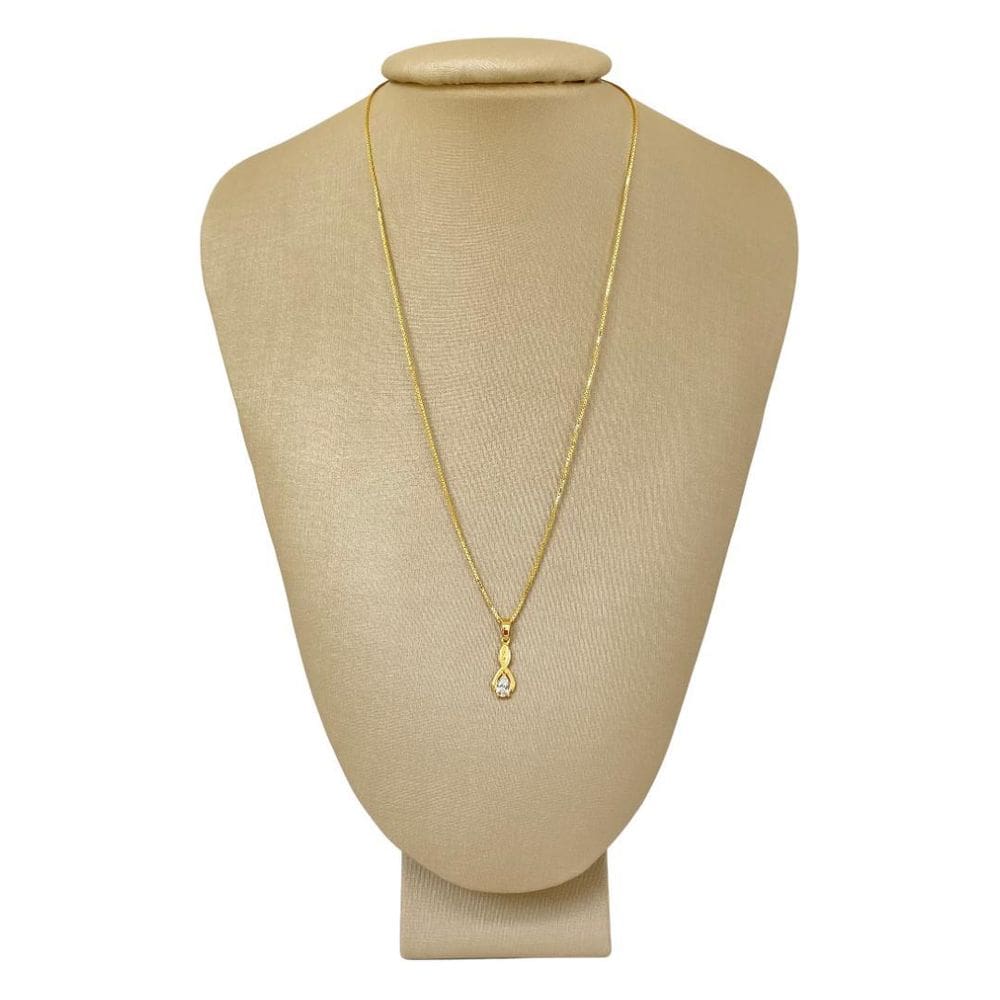 Colar prata 925 + ouro ponto luz infinito - p. vecchio joias