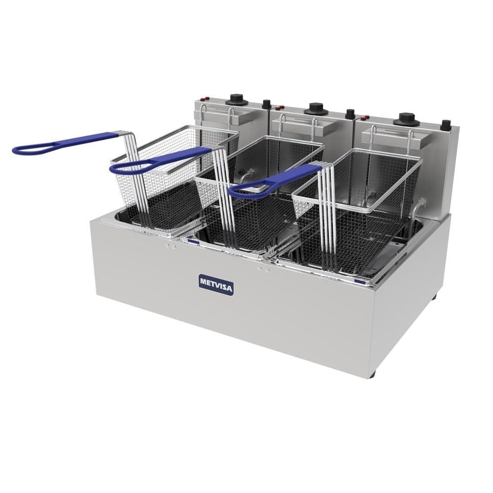 Fritadeira Elétrica Metvisa 3 Cubas 9 Litros 7500W Monofásico 220V FE3T2205