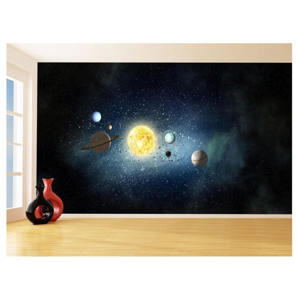 Papel De Parede 3D Espaço Estrelas Planetas 3,5M Nsp188