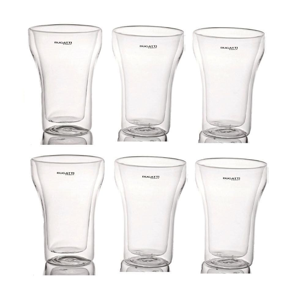 Jogo 6 copos dupla parede suco drink 350ml bugatti