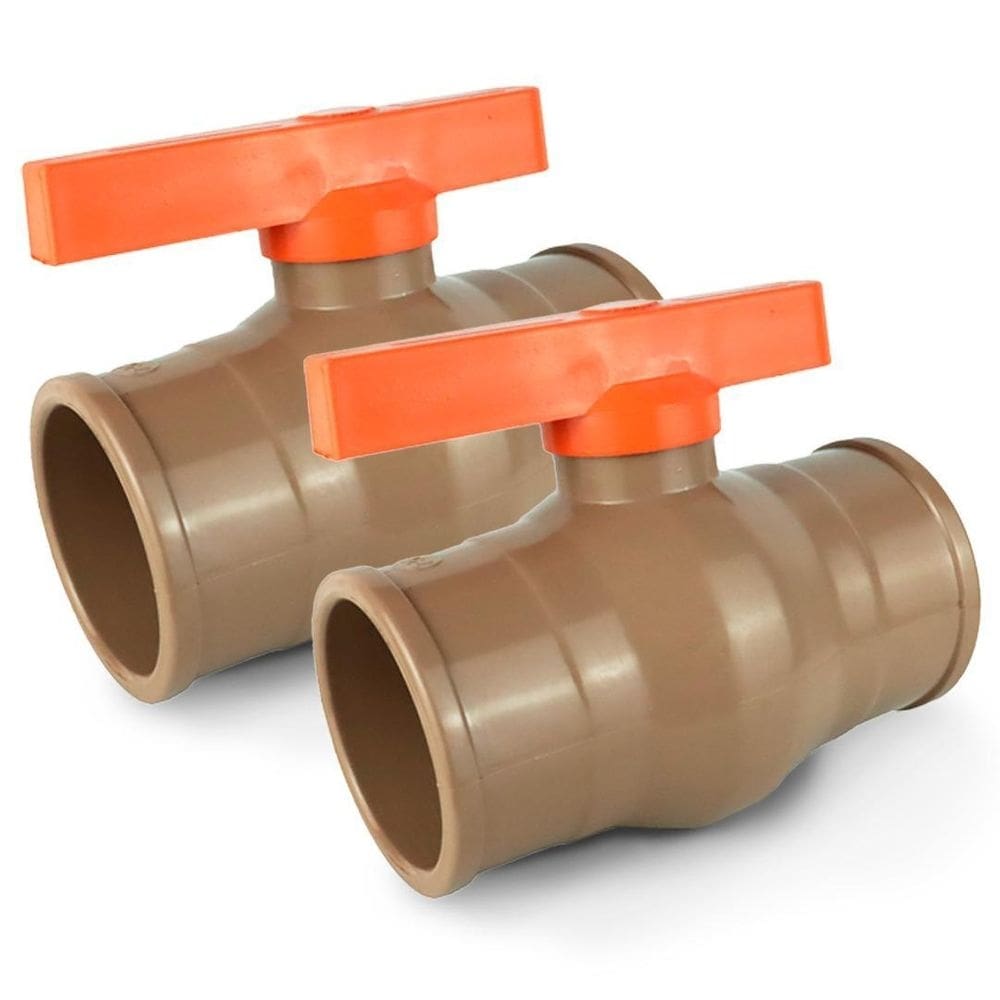 2x registro de soldável pvc 50mm 1.1/2 marrom