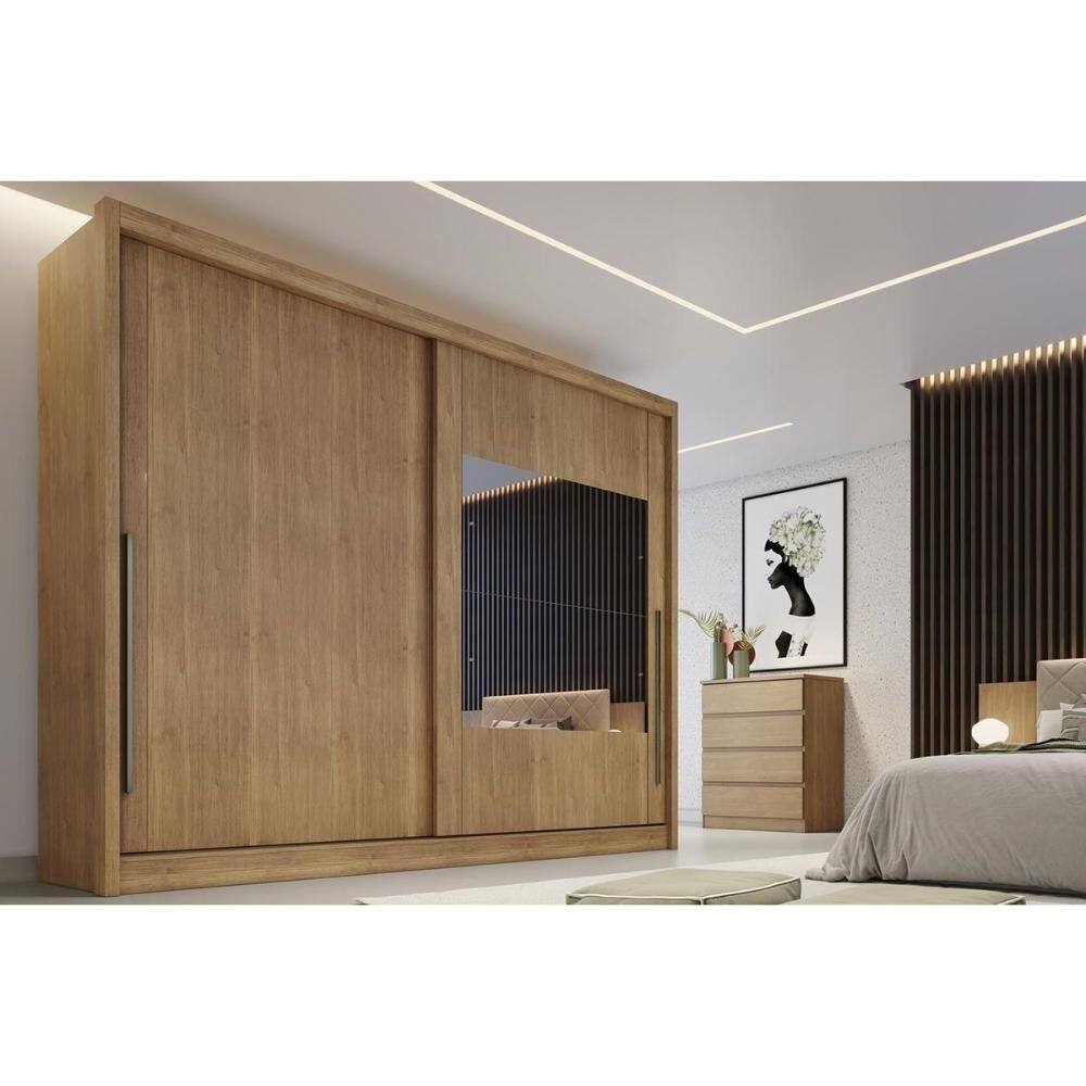 Guarda Roupa Casal 2 Portas de Correr e 4 Gavetas Mônaco/Catânia Cumaru - Novo Horizonte