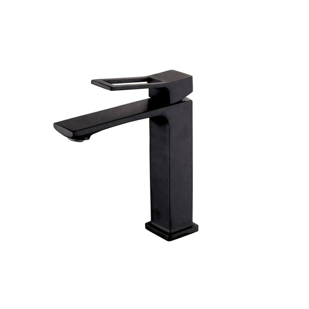 Torneira Banheiro Lavabo Quadrada Preta Curta Baixa Metal