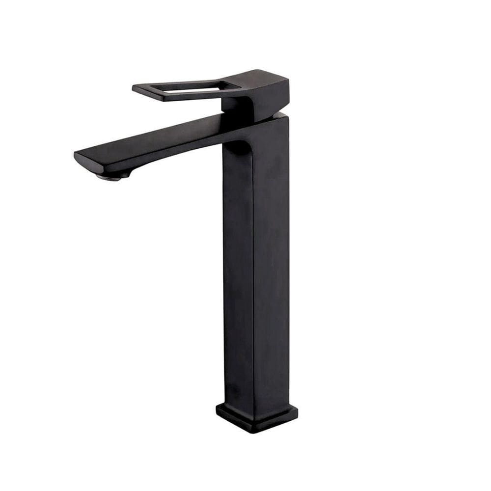 Torneira Banheiro Lavabo Preta Longa Alta 100% Metal Quadrad