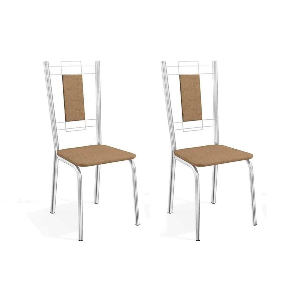 Cadeira Sala de Jantar Florença 2C005 Aço Kit 2 Uni Cromada/Capuccino - Kappesberg