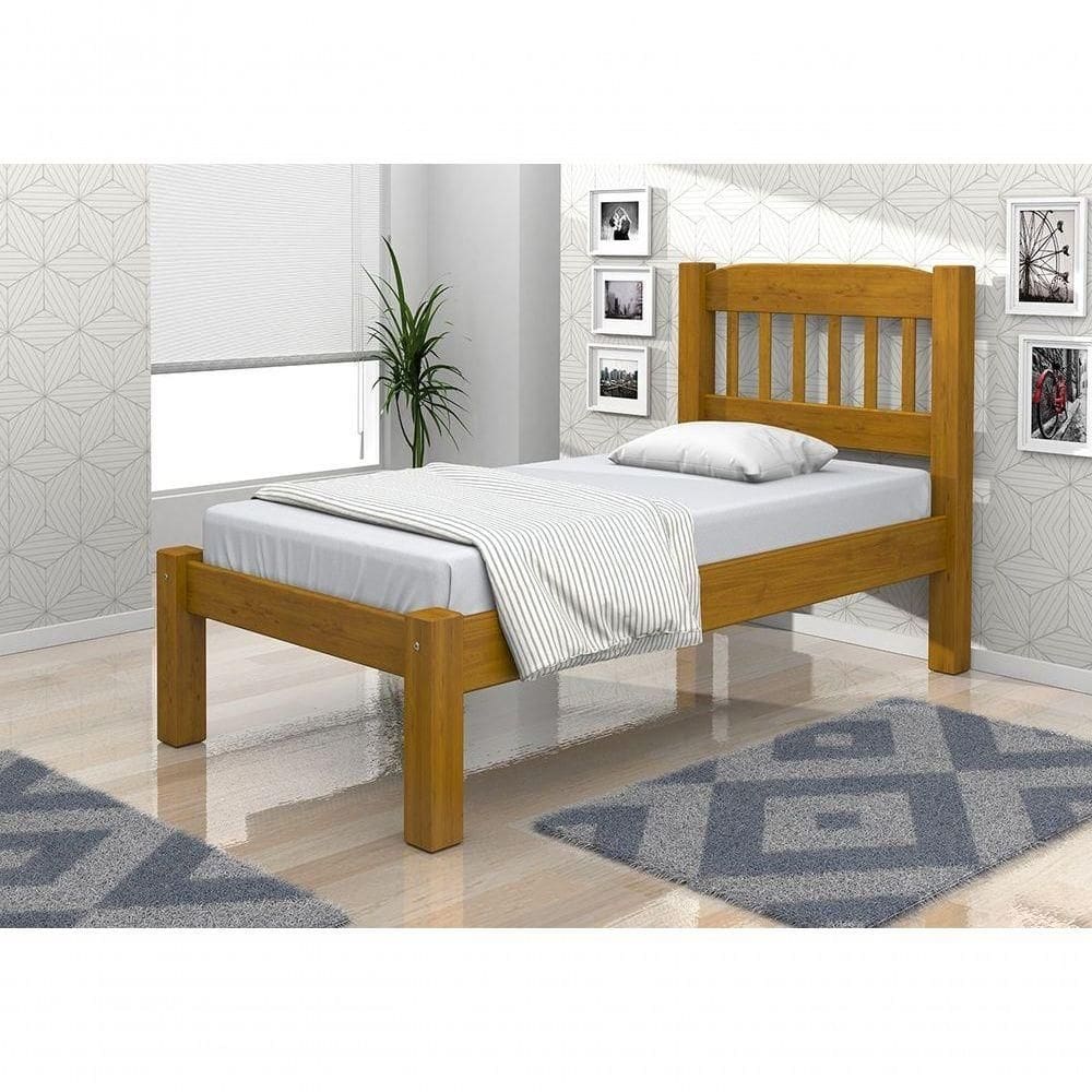 Cama De Solteiro Em Madeira Maciça Italia Mel