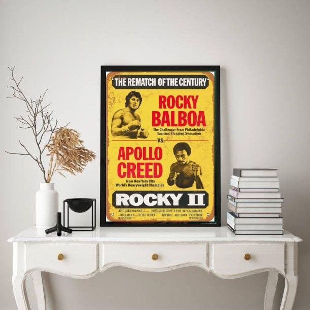 Quadro decorativo rocky balboa ii 45x34cm - moldura preta