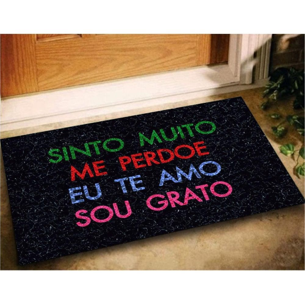 Tapete capacho hooponopono palavras 60x40 perdoe amo grato