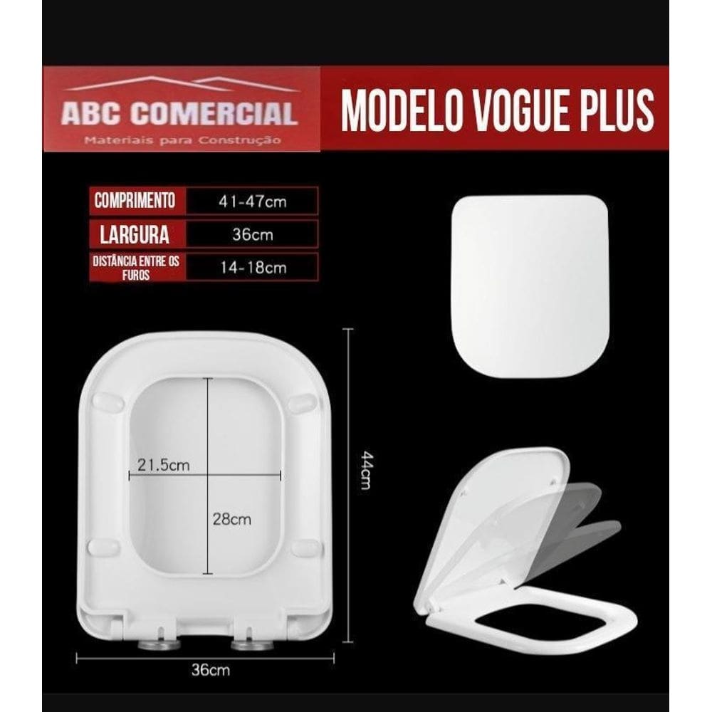 Assento Pp Vogue Plus Soft Close Para Louça Deca