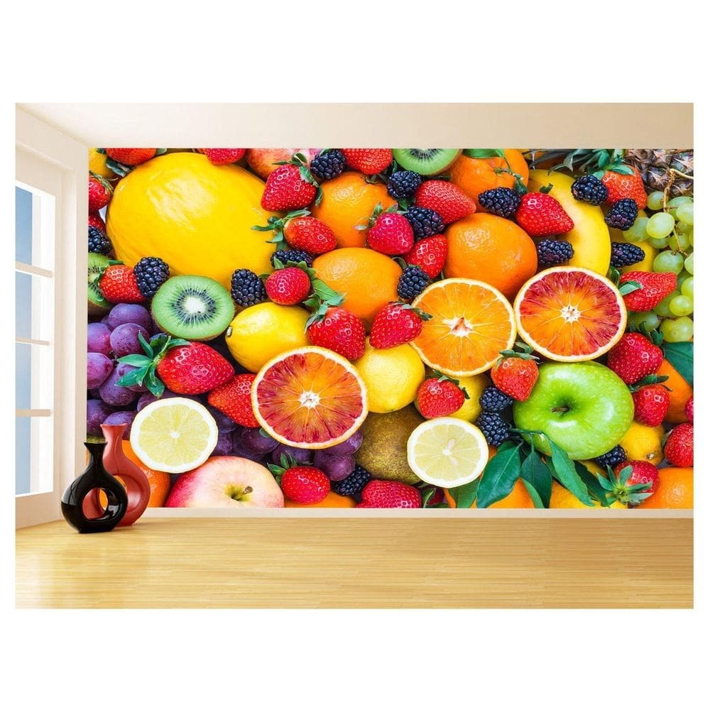 Papel De Parede 3D Alimentos Frutas Coloridas 3,5M Al413