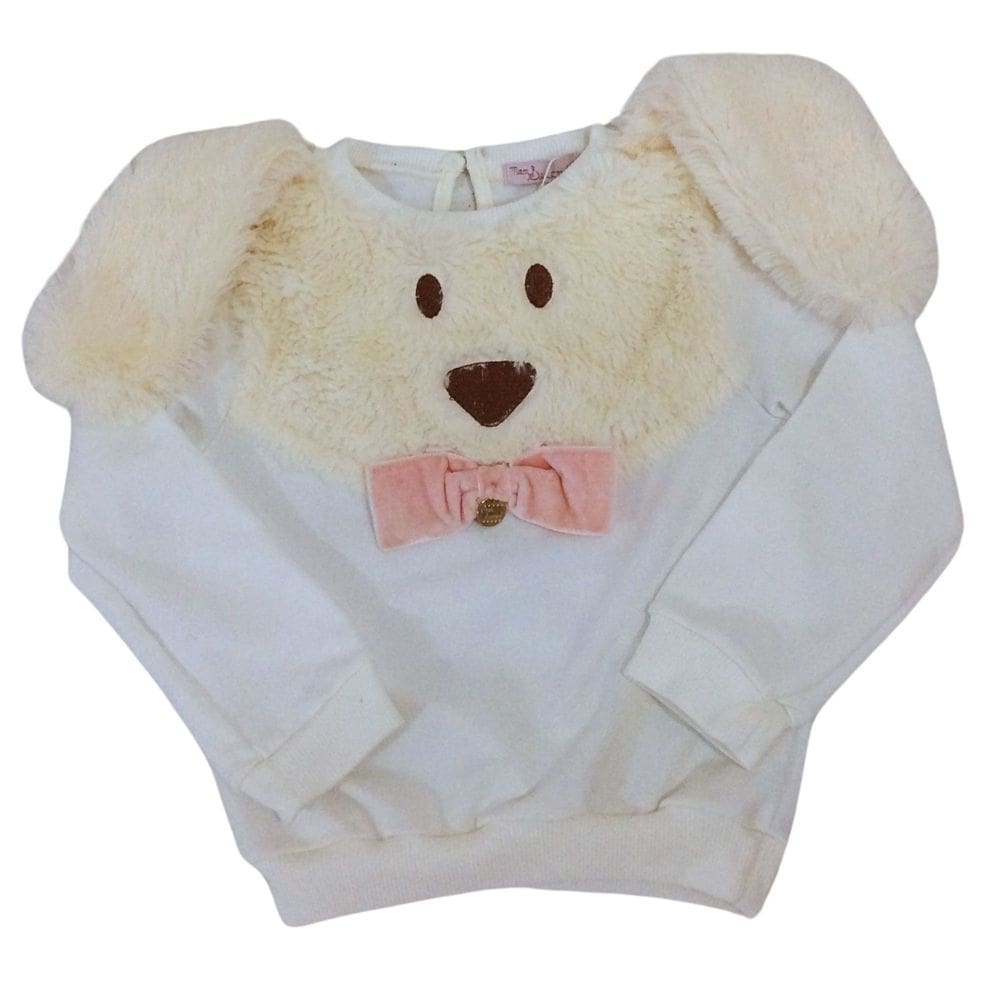 Blusão moleton infantil com pele fem Mon Sucrê off white