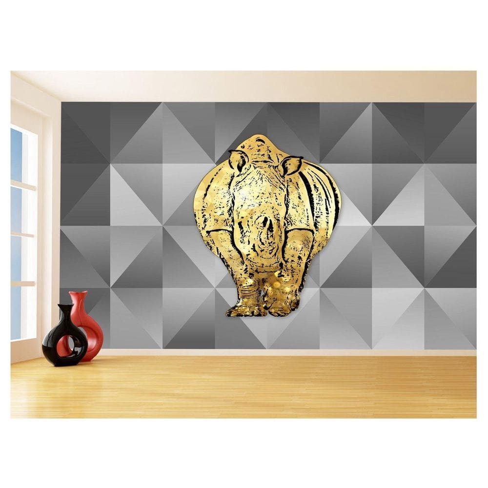 Papel De Parede 3D Animais Pop Art Rinoceronte 3,5M Pxa532