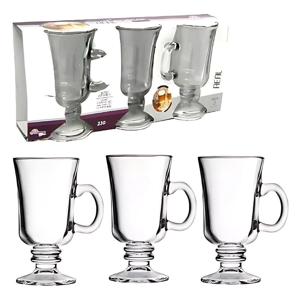 Kit 3 Caneca Taça Xícara Café Cappuccino 230Ml