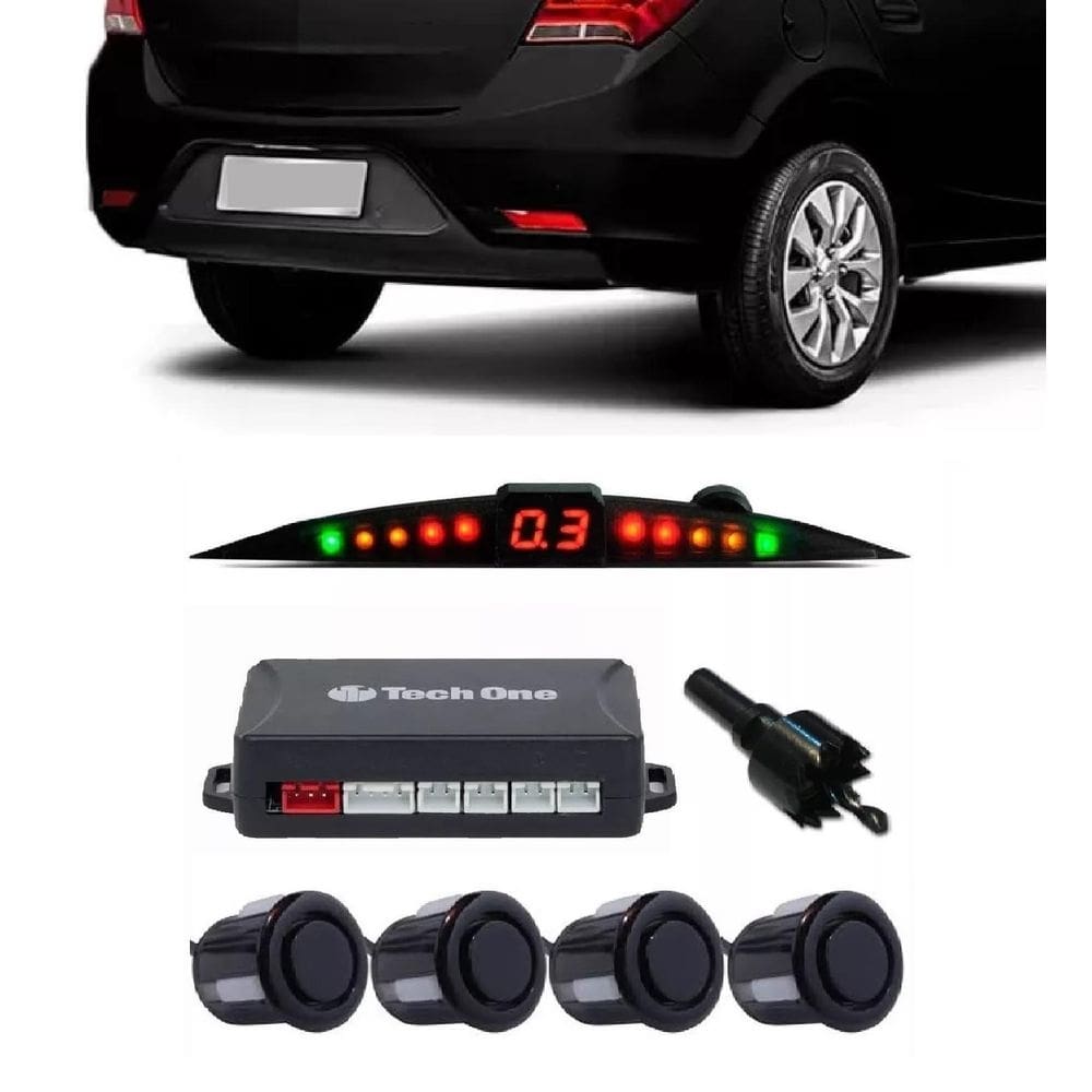 Sensor estacionamento ré preto com visor slim prisma 2013/18
