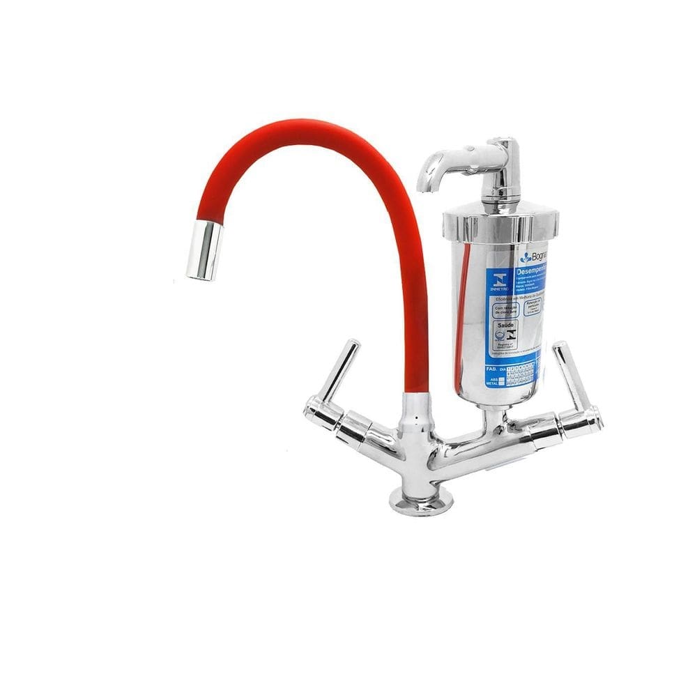 Torneira filtro color vermelha com copo abs c29 mesa 1/4