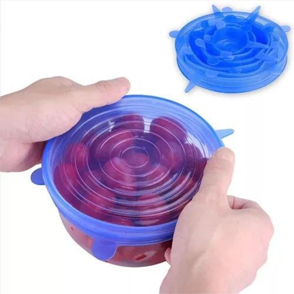 Tampa de silicone flexível reutilizável kit 6 unidades