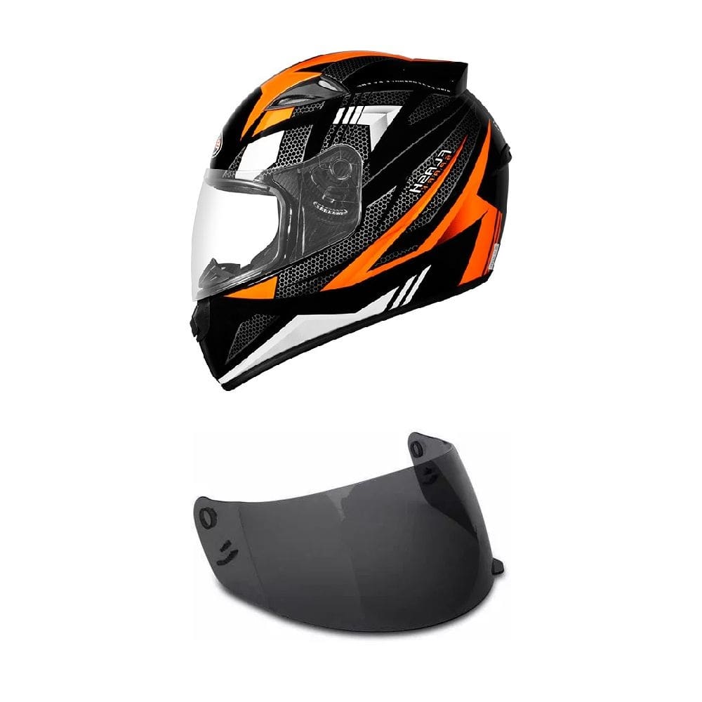 Capacete Ebf New Spark Flash Preto e Laranja Mais Viseira Fumê