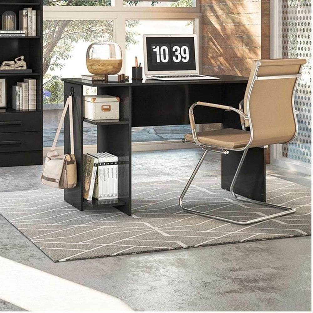 Mesa para Escritório 3875 Ambiente Preto Fosco - Qmovi