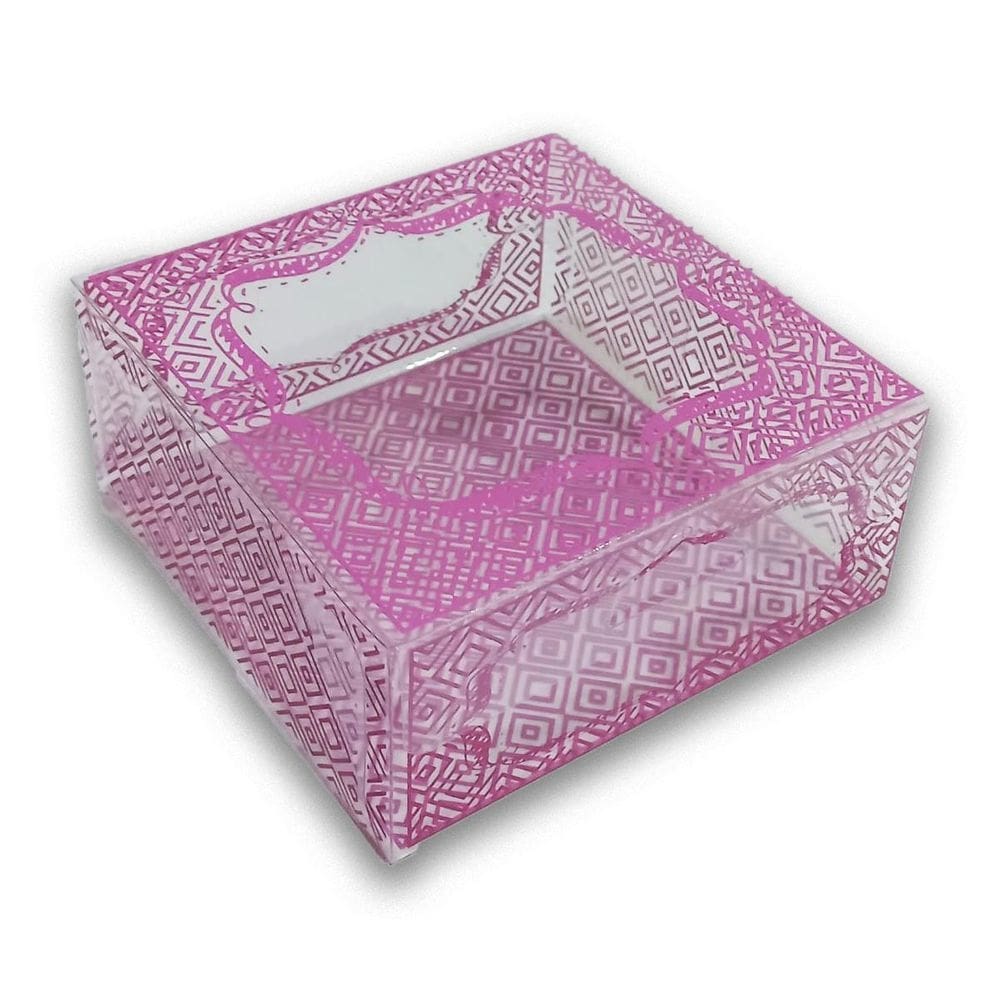 10 caixas para 9 brigadeiros com berço, rosa, em acetato