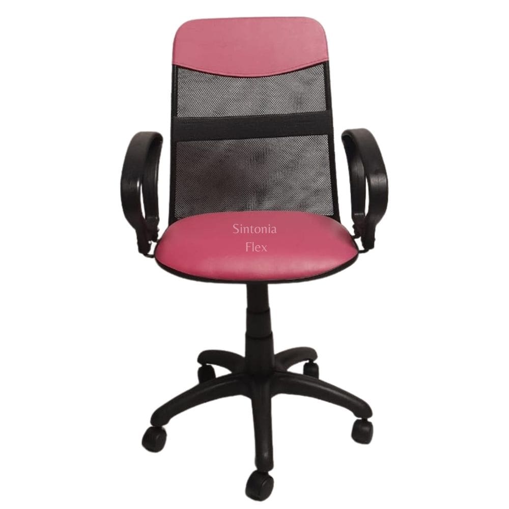 Cadeira diretor tela giratória com faixa - mecanismo relax - braço fixo corano pink