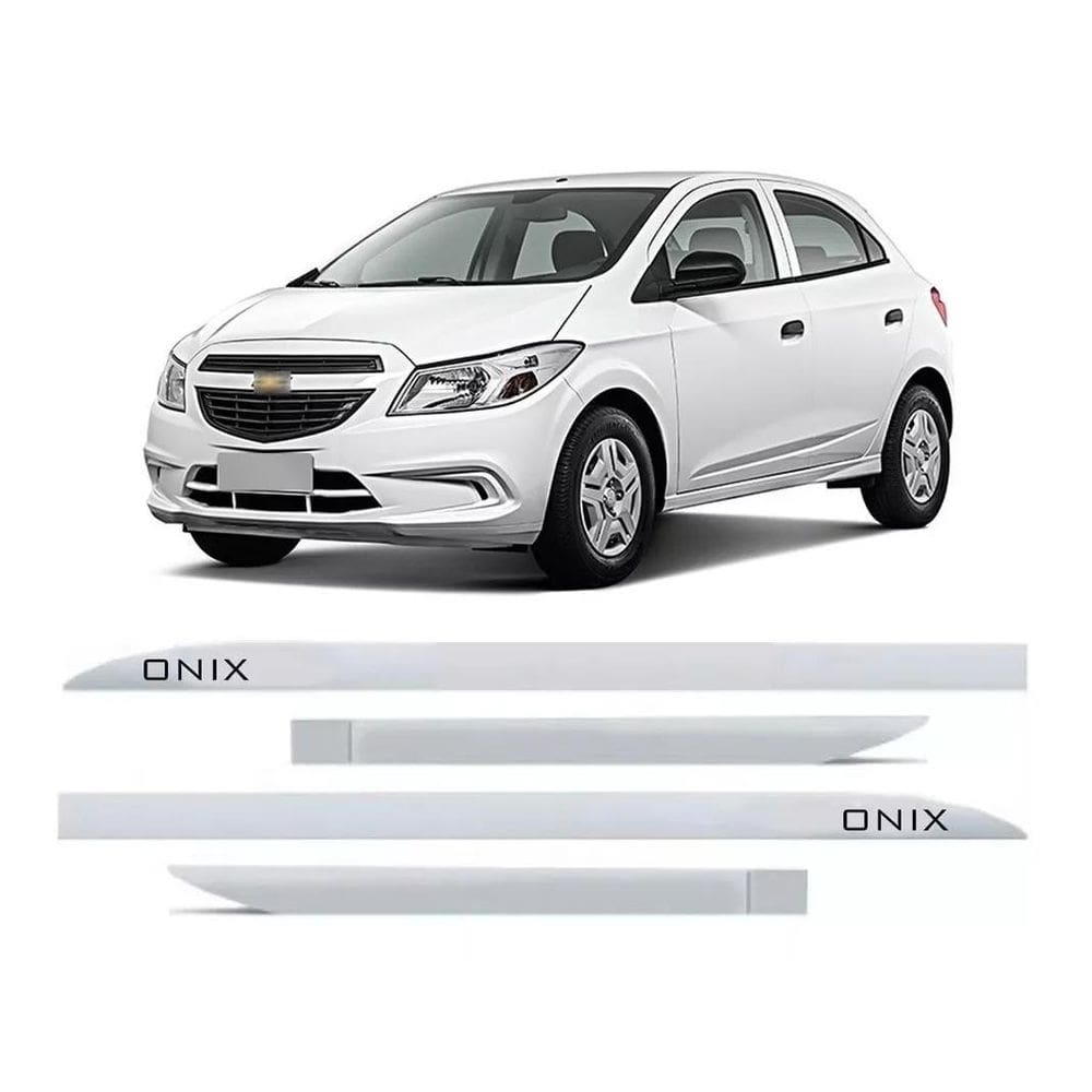 Jogo friso lateral chevrolet onix slim branco summit 4 peças