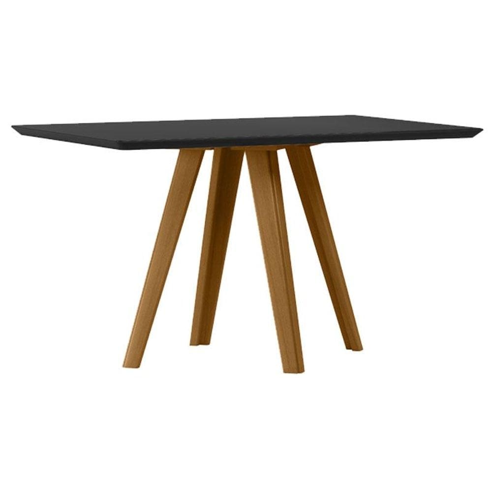Mesa de Jantar 135x90 cm Mariah com Vidro Ype Preto - New Ceval