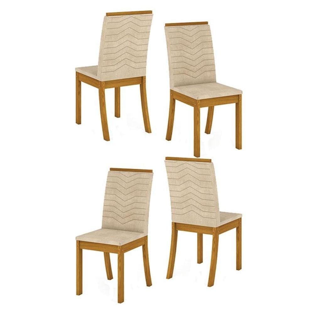 Cadeira para Mesa de Jantar Dina Kit 04 Peças Linho – Henn
