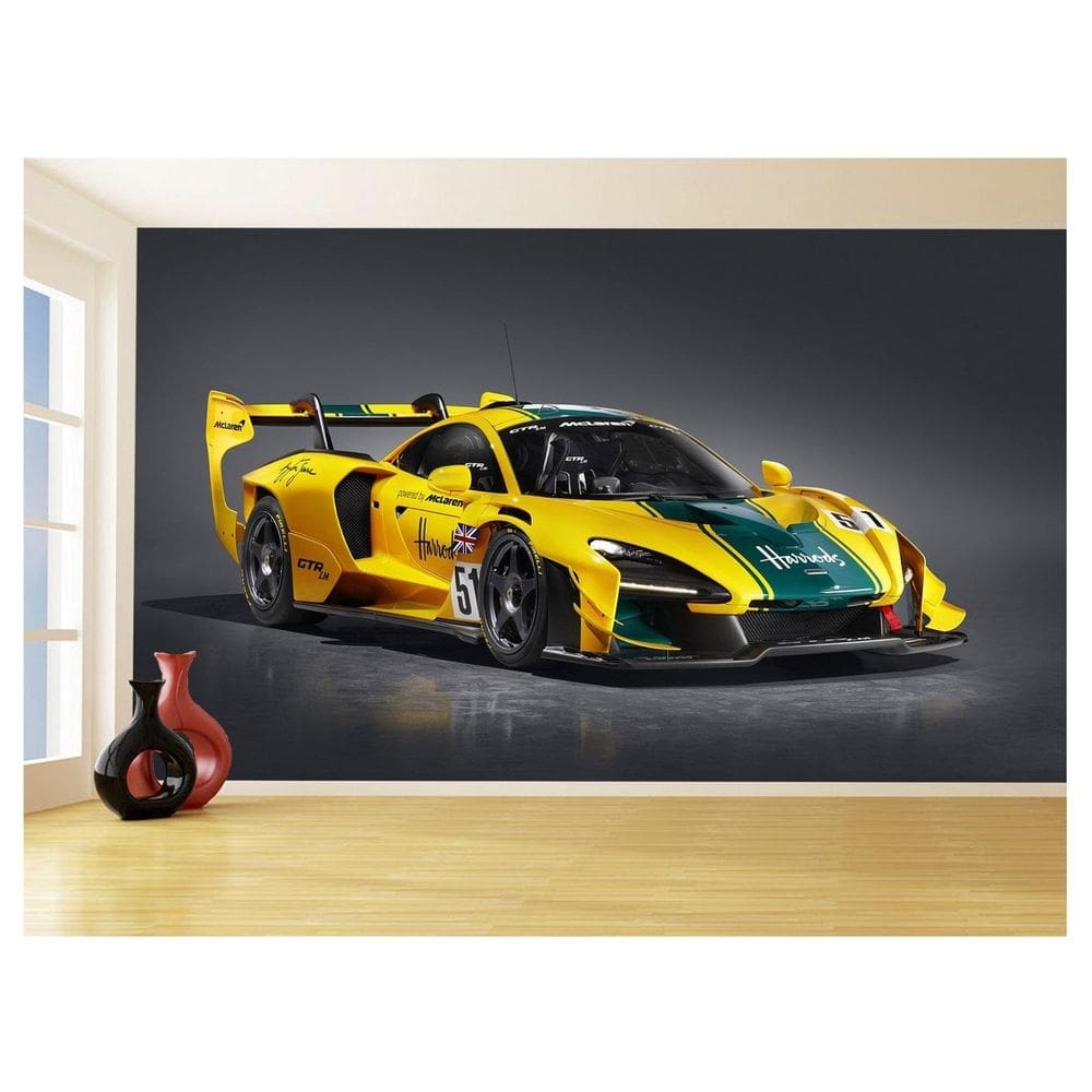 Papel De Parede 3D Carro Mc Laren Pista Super 3,5M Car287