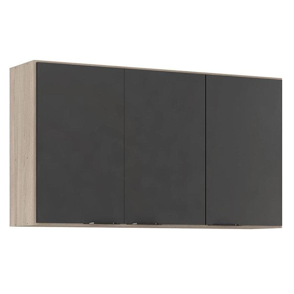 Armário Aéreo para Cozinha Firenze 3 Portas Avena Grafito - Demóbile