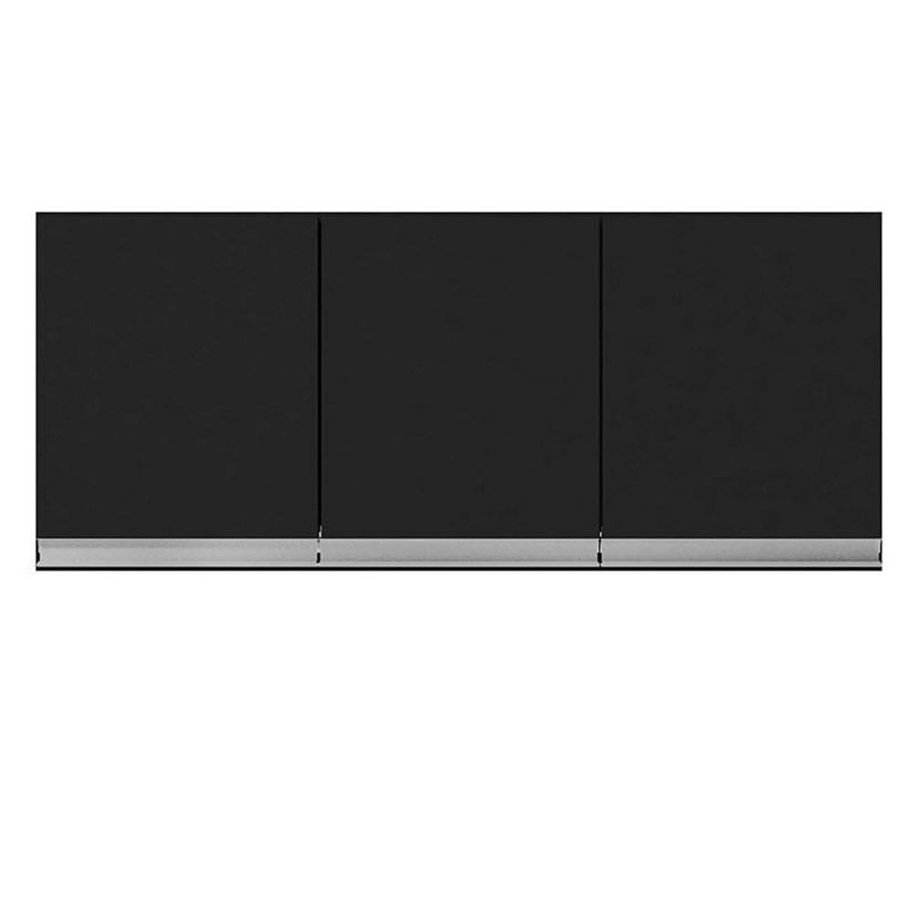 Armário Aéreo para Cozinha Andréia 3 Portas Preto - AJL