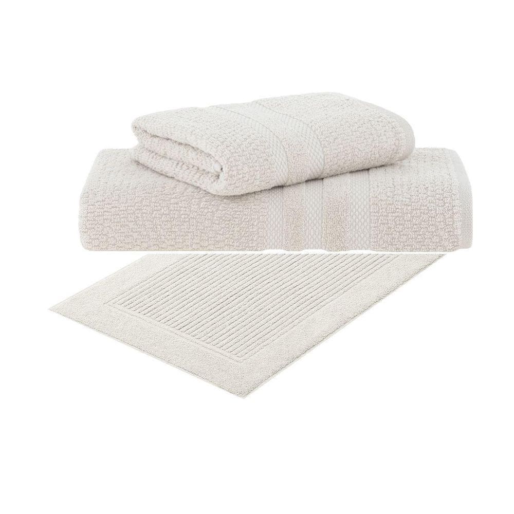 Kit Toalha Banho Rosto Piso 3 Pçs Vanilla Extra Soft