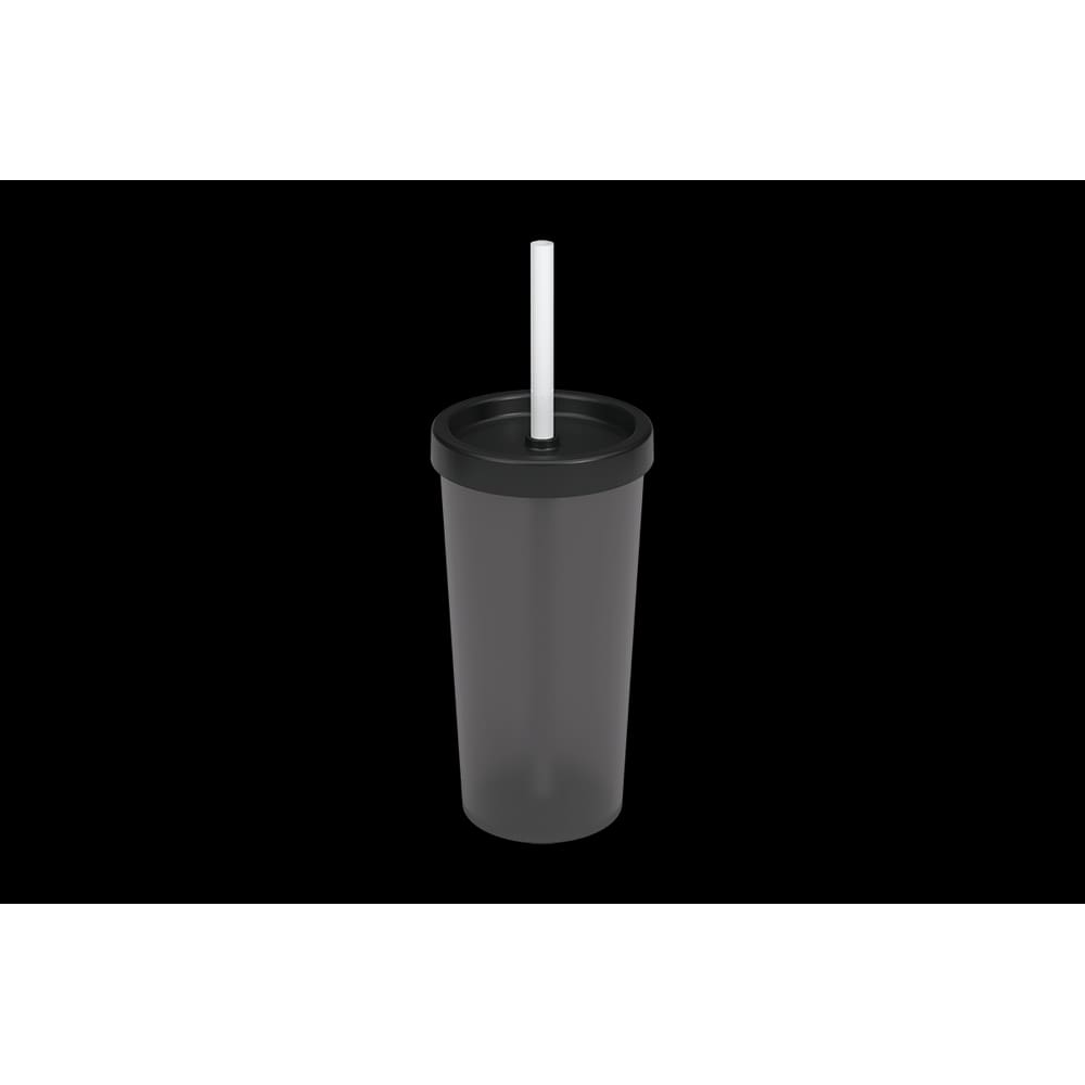 Copo com Tampa e Canudo Coza Nutri 500 ml Preto Fumê